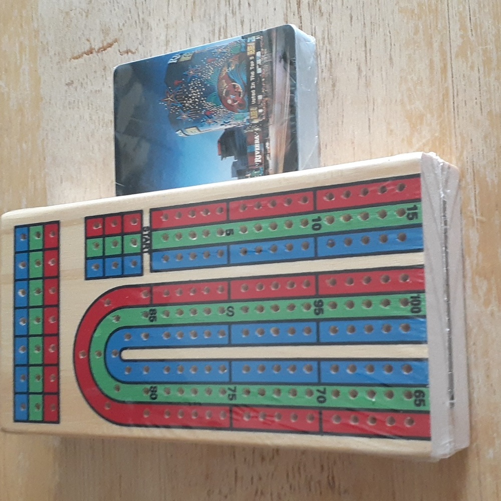 Wooden Cribbage Board Game Set with Cards FF127 - Picture 3 of 5
